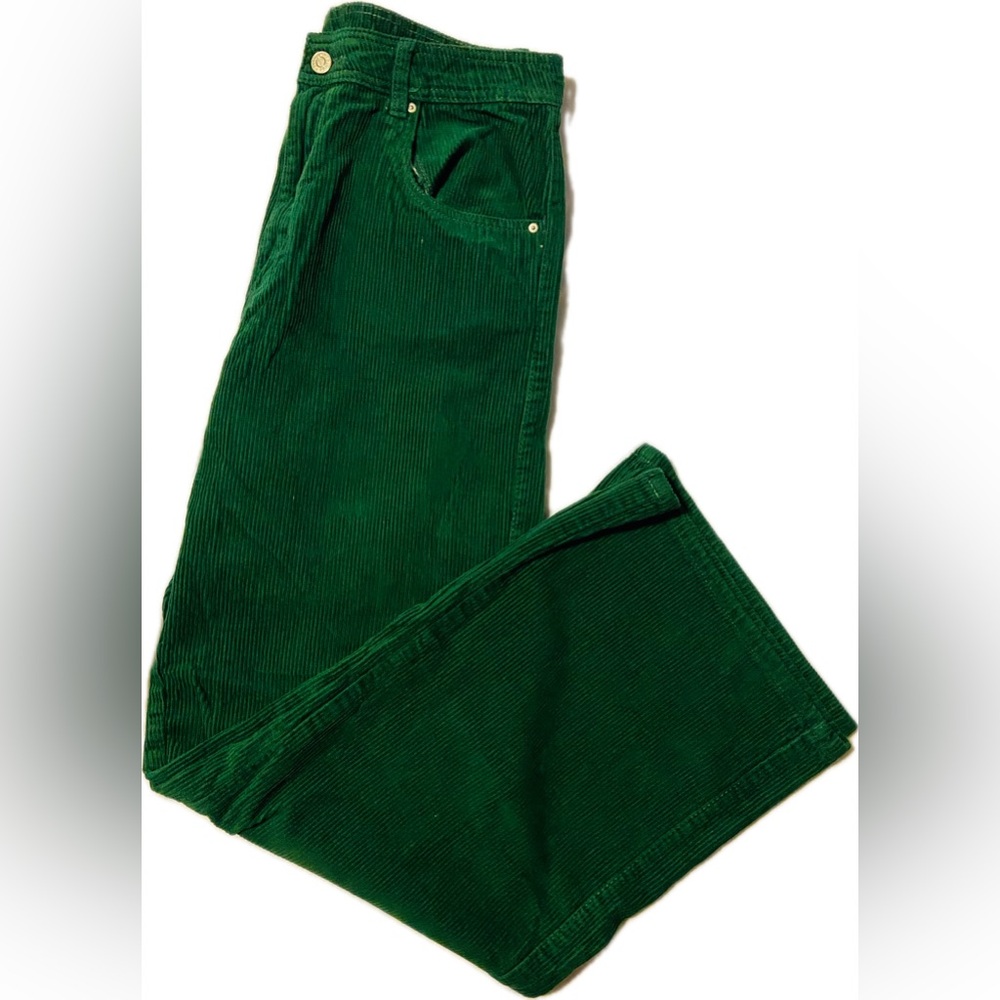 Refuge Emerald Green wide leg coudroy pants